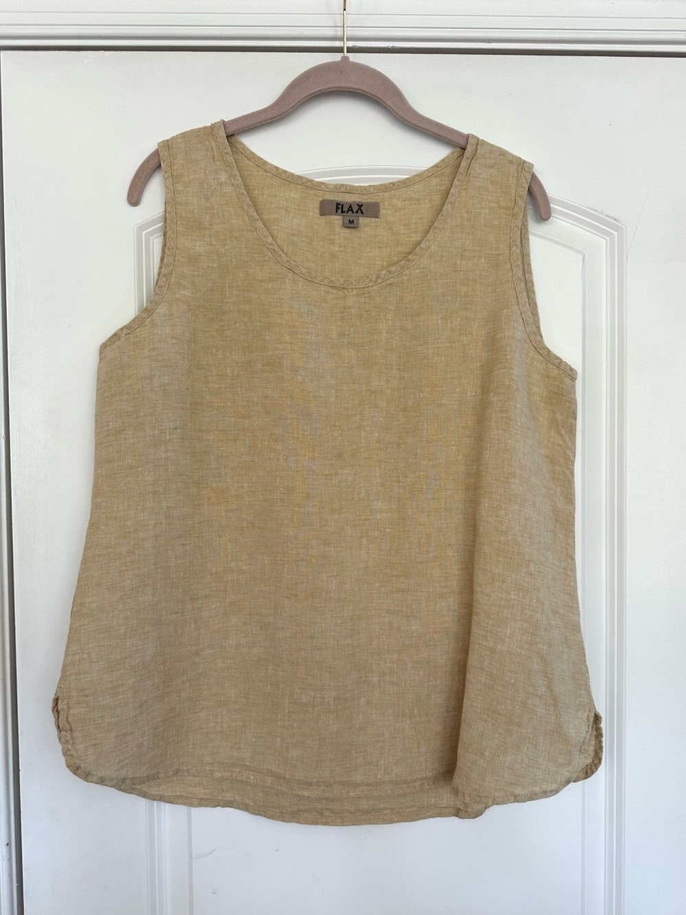FLAX 100% Linen Butter Yellow Tank Top Tunic Blouse Jeanne Engelhart Small